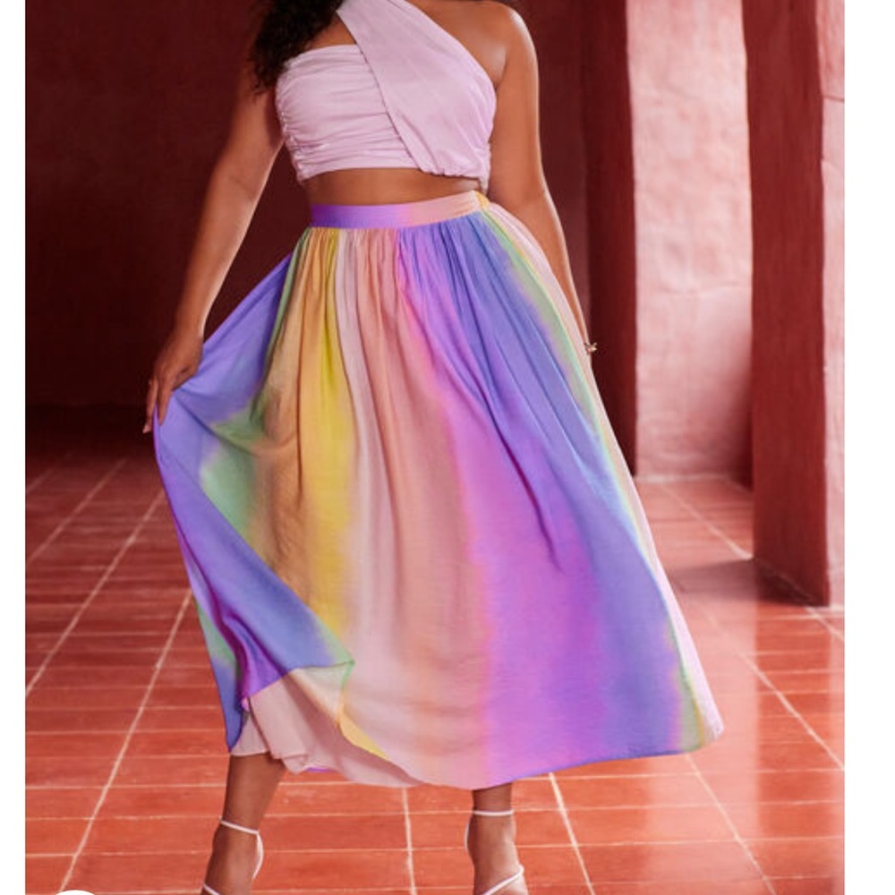 Eloquii flowy maxi skirt in rainbow size 18 new